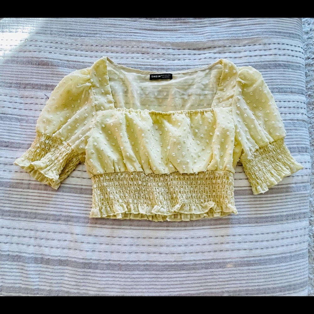 Yellow Puff Sleeve Crop Top